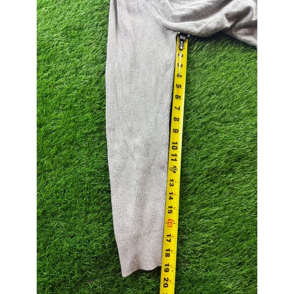 Michael Kors Mens Full Zip Mock Neck Cotton Sweater Gray Heather Sz L Ribbed Hem - Picture 8 of 10